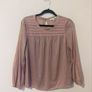 Boden Dusty Rose Long Sleeved Embroidered Women's Blouse, Size 4